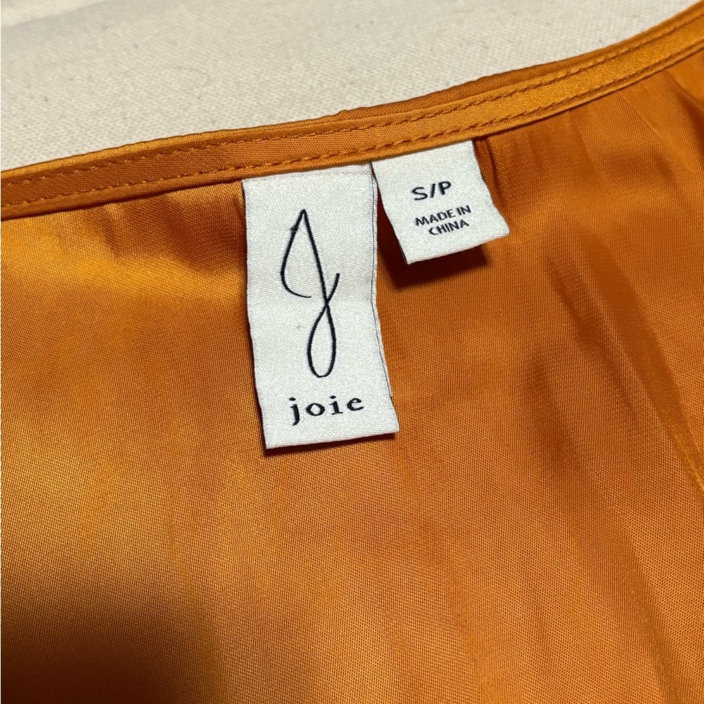 Joie Long Sleeve Golden Burnt Orange Blouse with smocked sleeves and hem.Size SM - Picture 2 of 5
